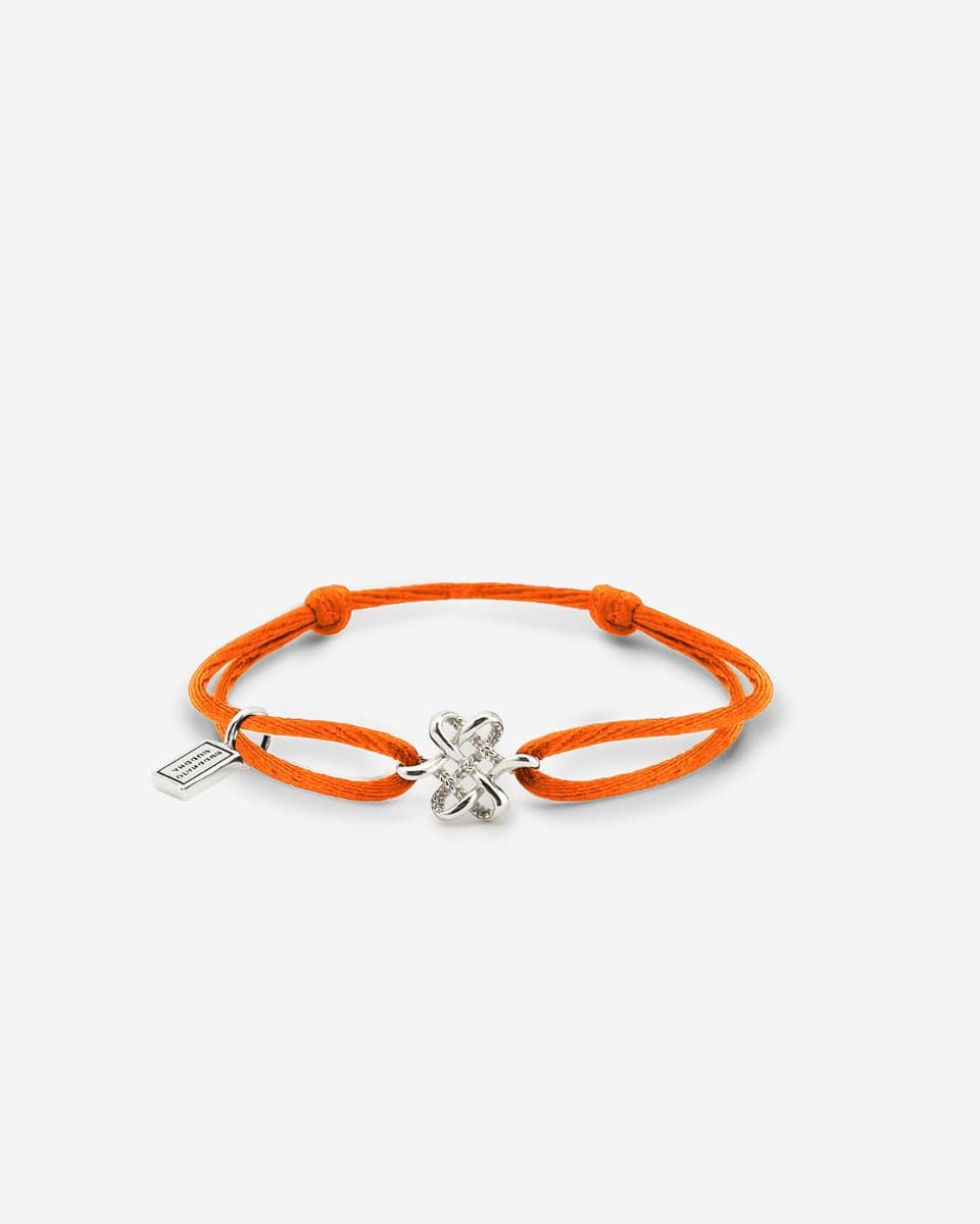 Koord Armband Endless Knot Zilver Oranje - View 1