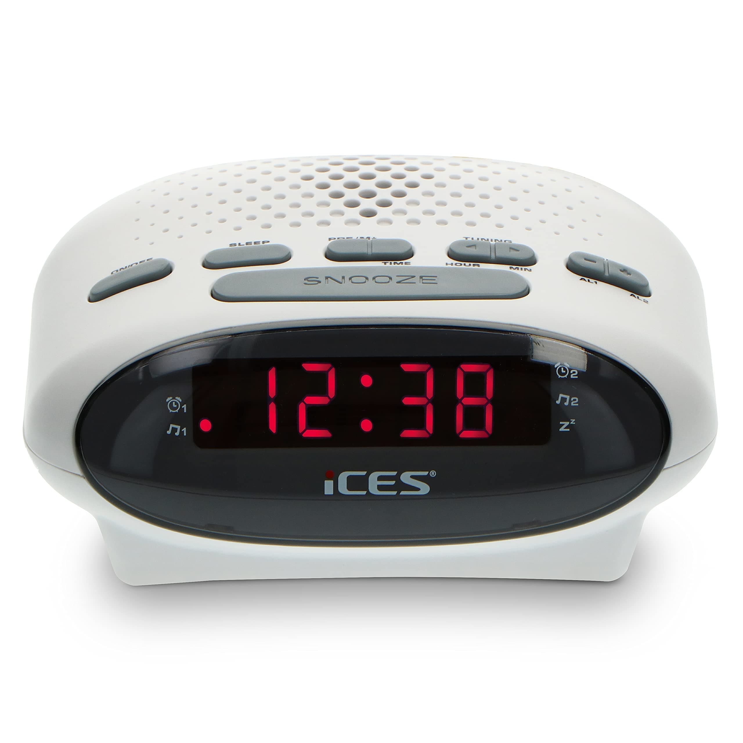 Ices ICR-210 Wekkerradio PLL FM met LED-scherm en dubbel alarm wit - View 1