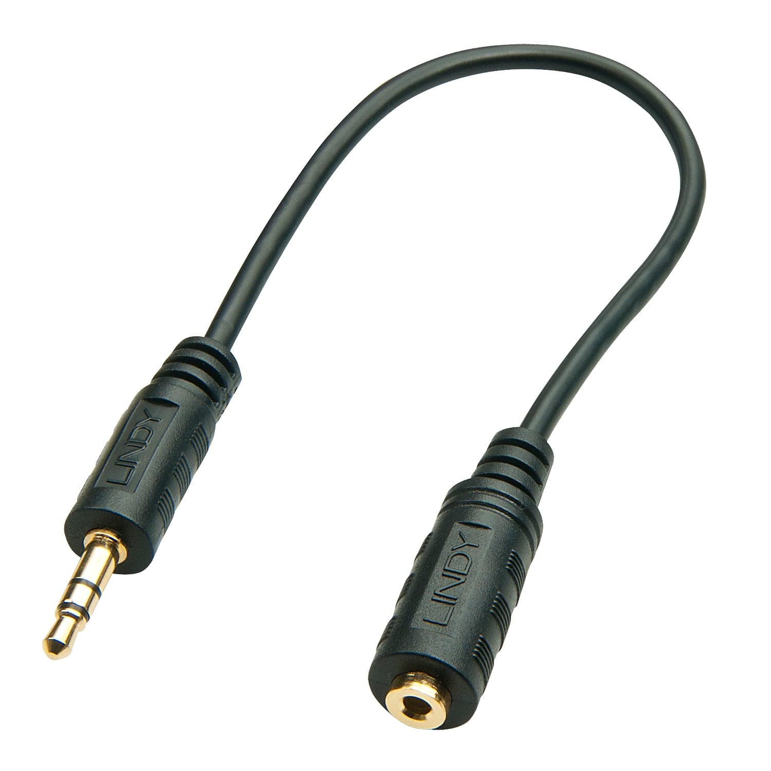 Premium audiokabel van 3,5 mm mannelijk naar 2,5 mm vrouwelijk, 20 cm, zwart - View 1