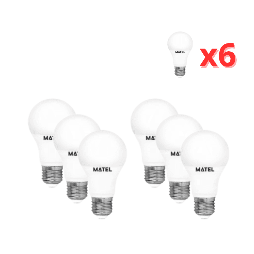 Pak van 6 lampen: Matel Standaard LED-lamp E27 12W koud licht 6400K aluminium-PC - View 1
