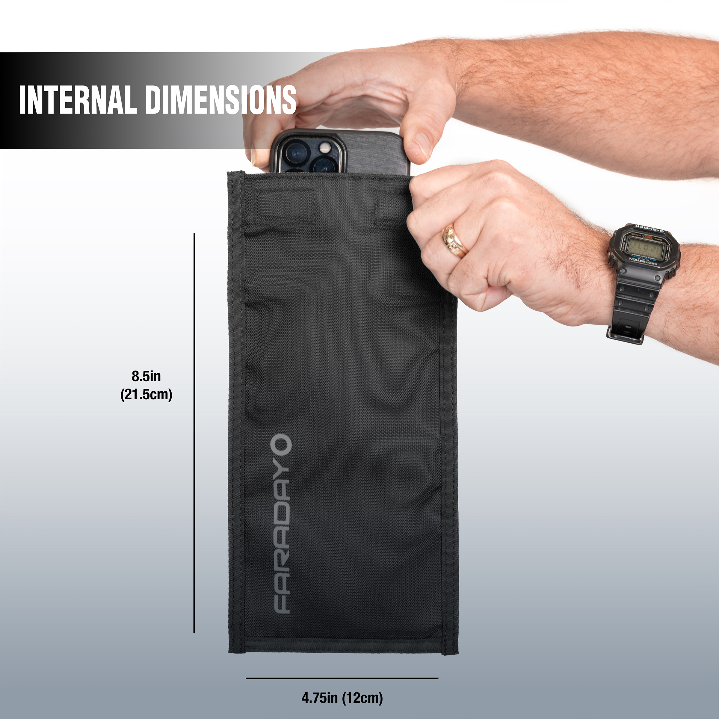 JACKET Pro Faraday CORDURA® Vertical XL Phone Bag – Magnetic Closure (4.75″ x 8.5″)