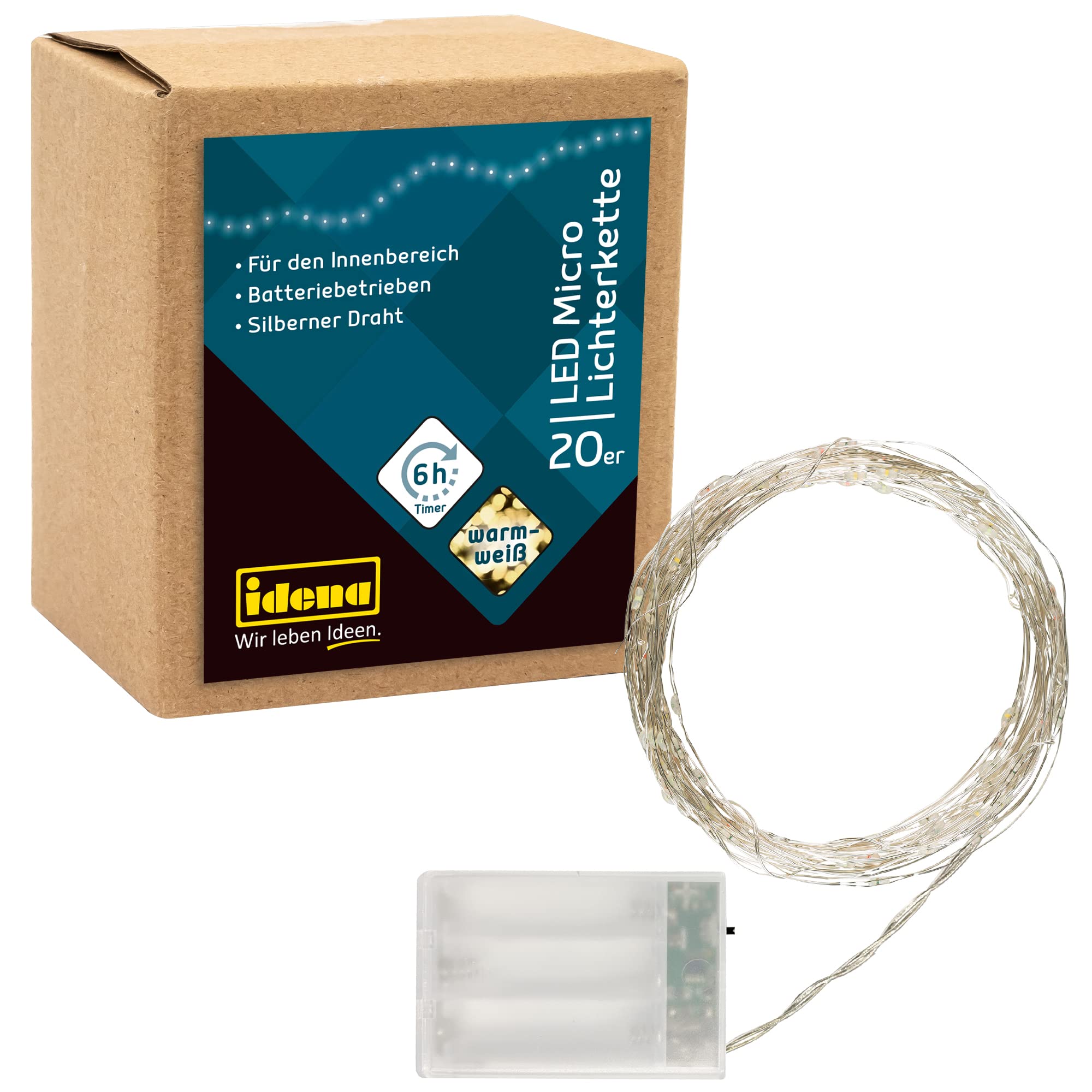 Idena 31118 - LED-lichtslinger met 20 warmwitte LED's en timerfunctie